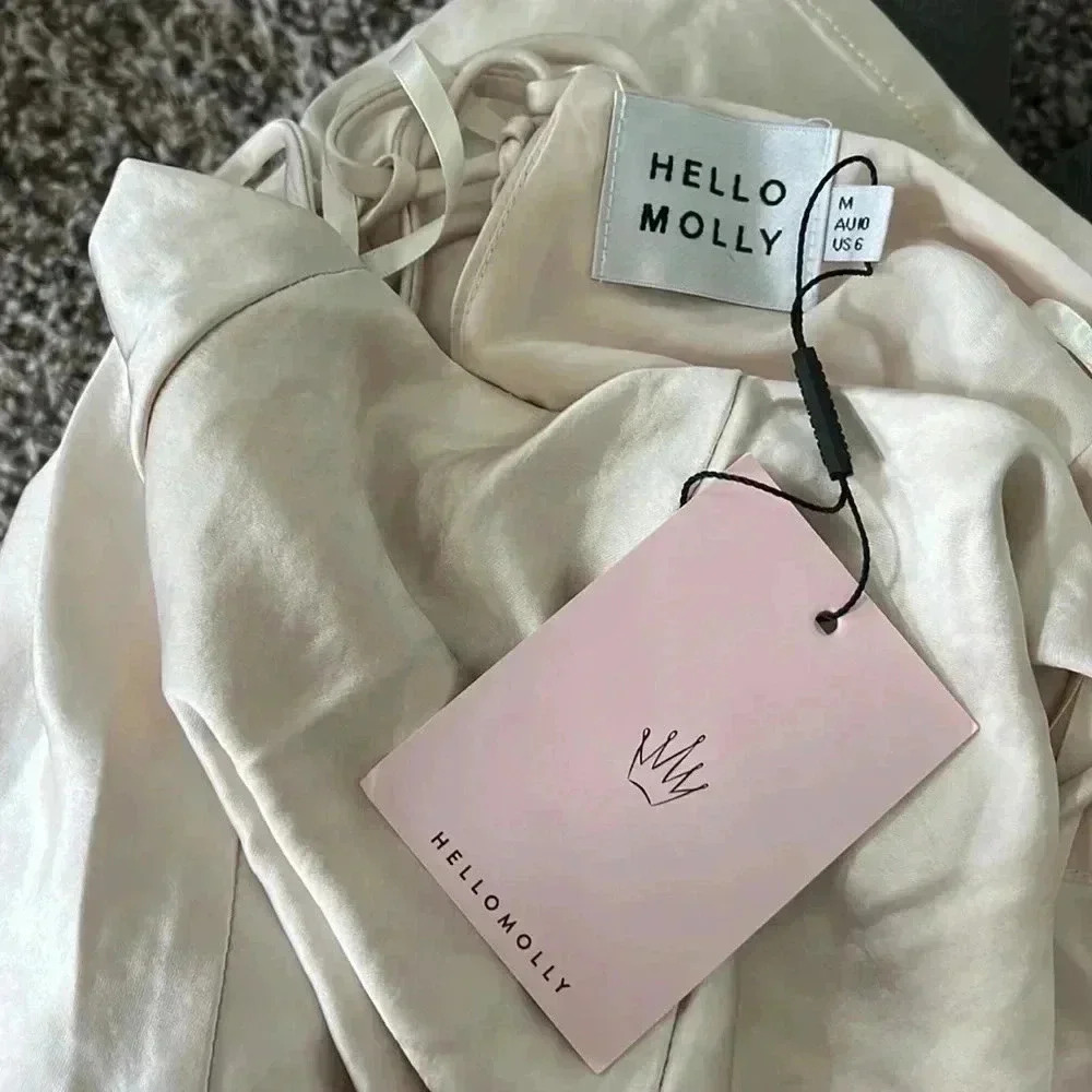 Hello Molly dress champagne satin graduation party dress size 6 - Picture 6 of 6